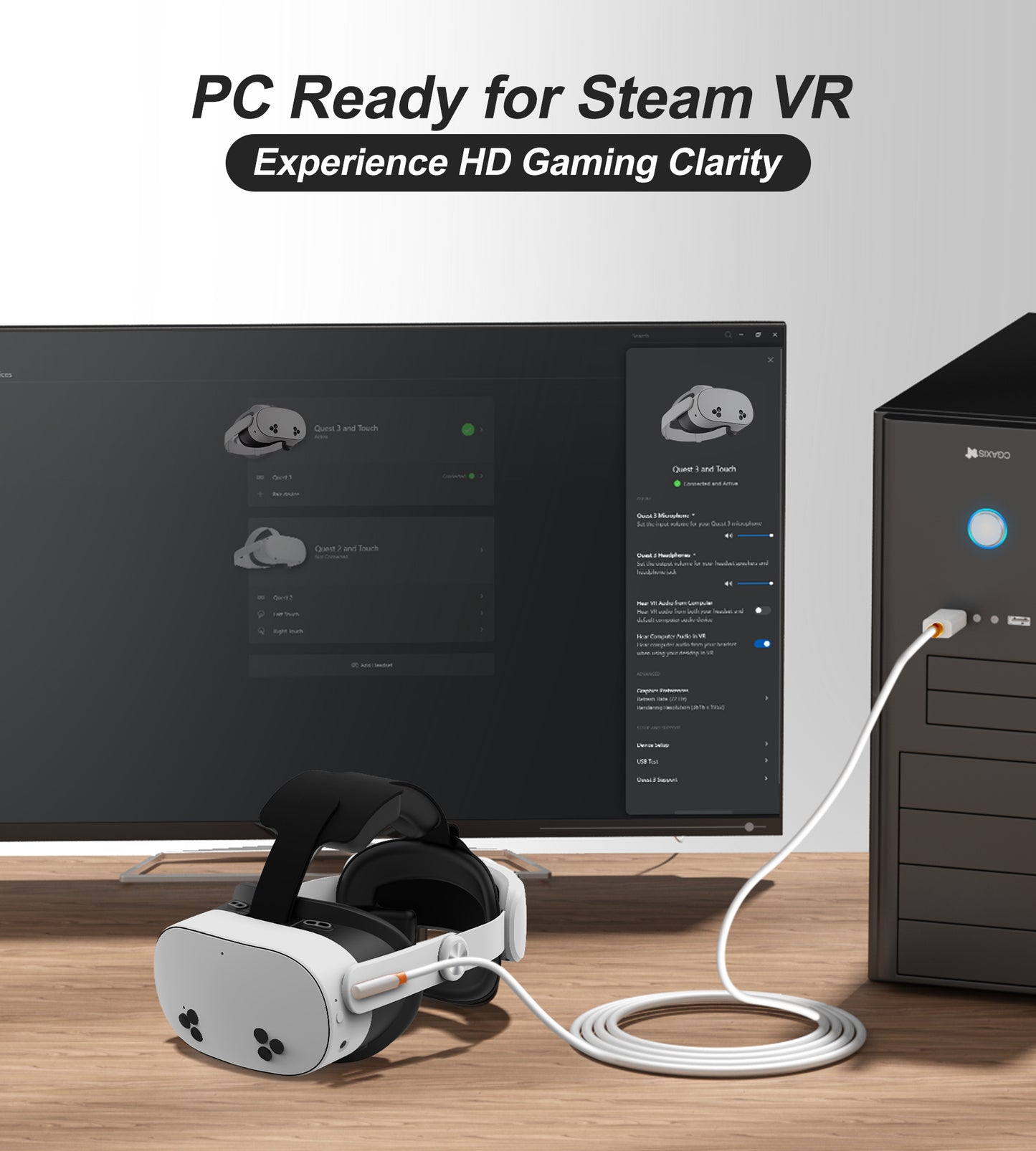 16ft Link Cable for Meta Quest 3S/3/2, Pico 4 and PC/SteamVR