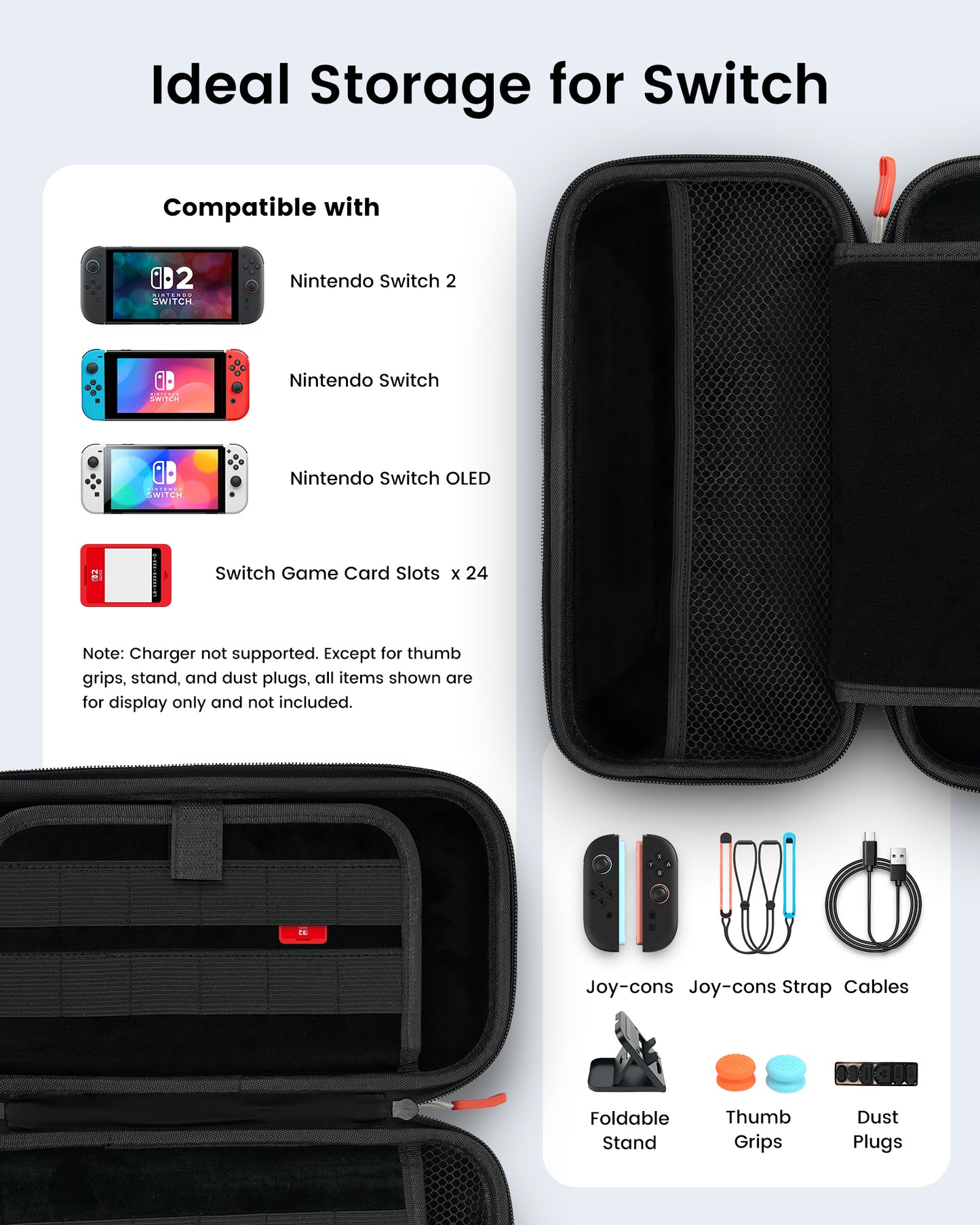 Carrying Case for Nintendo Switch 2 with Game Card Slots, Screen Protector, Joy-Con Protector Cover