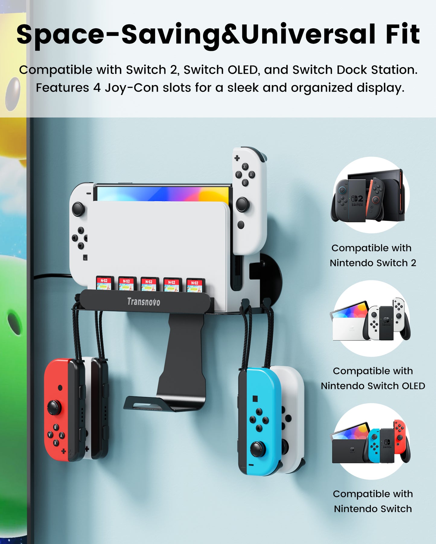 Wall Mount for Nintendo Switch, Charging Dock, Joy-Con