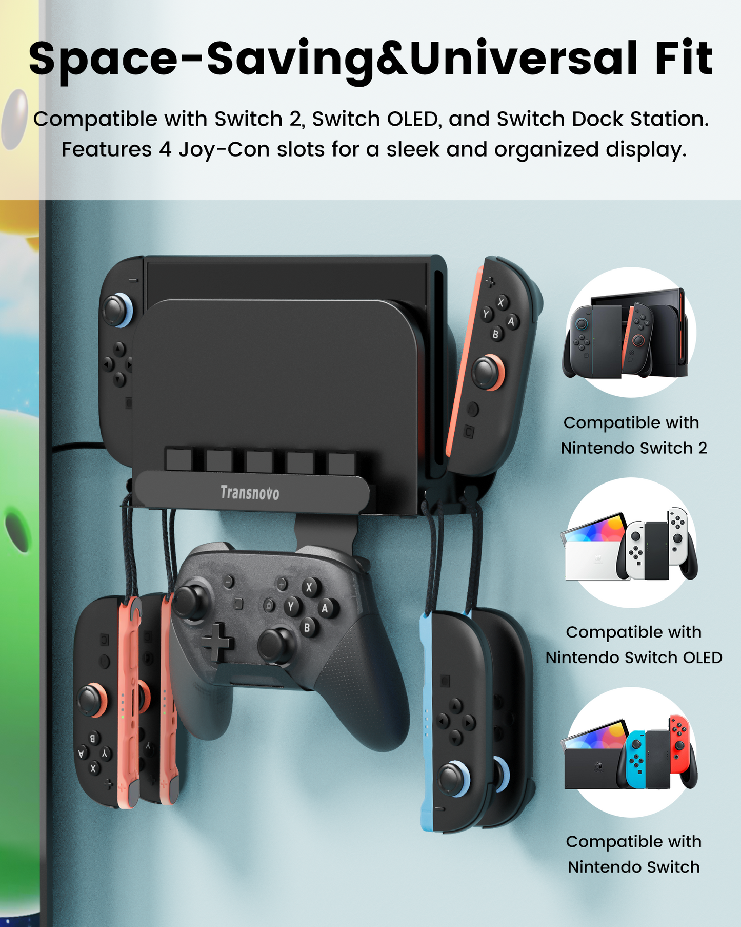 Wall Mount for Nintendo Switch 2, Switch OLED, Nintendo Station, Charging Dock, Joy-Con
