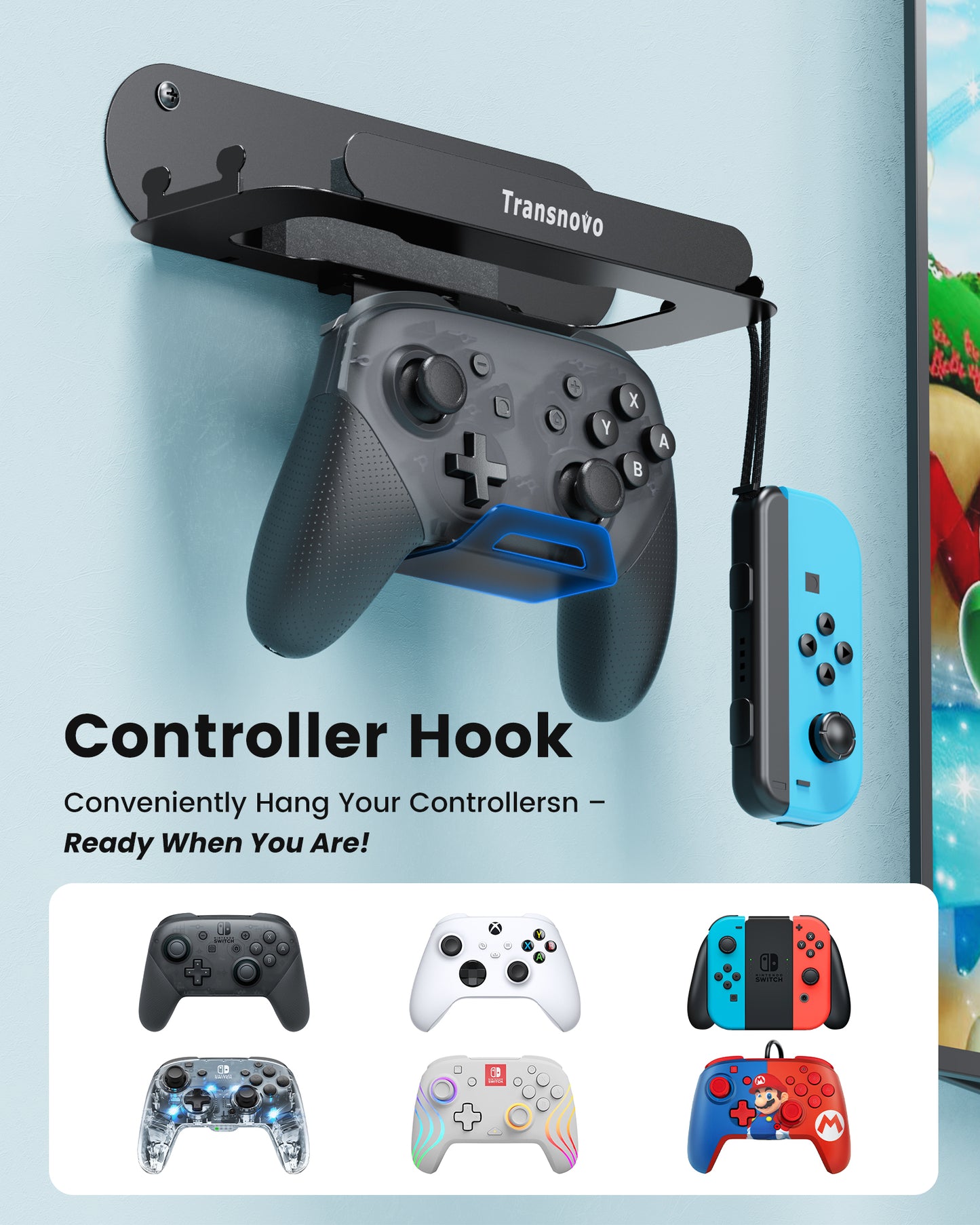 Wall Mount for Nintendo Switch, Charging Dock, Joy-Con