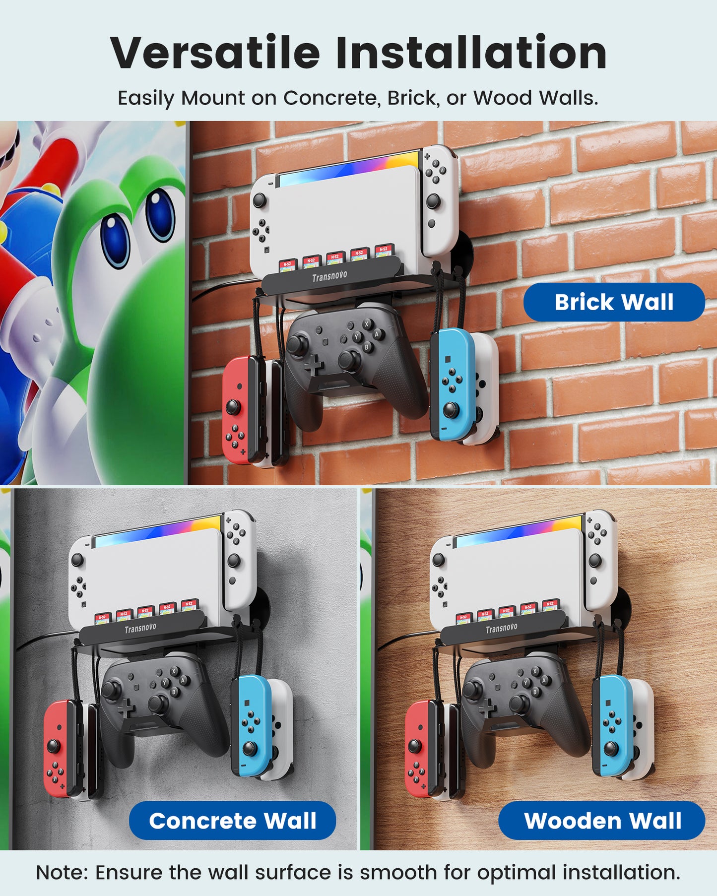 Wall Mount for Nintendo Switch, Charging Dock, Joy-Con