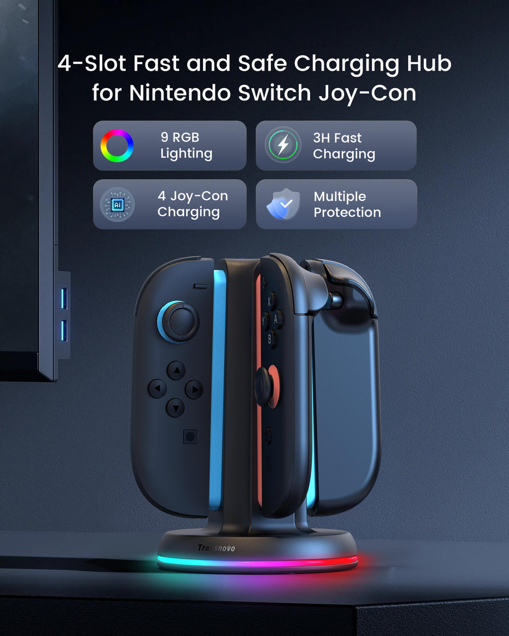 Charger Dock Nintendo Switch with Magnetic Charging and RGB