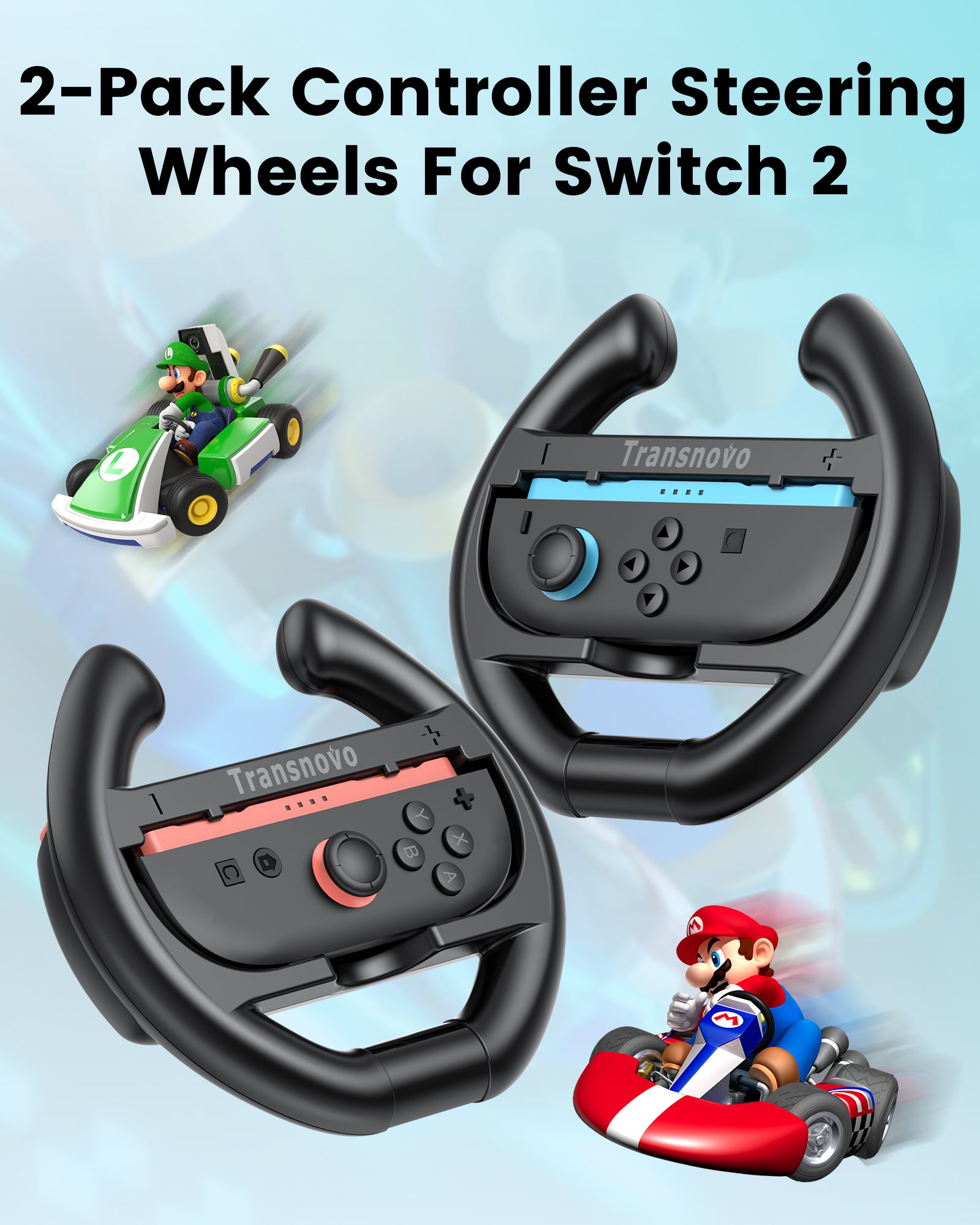 Steering Wheel for Nintendo Switch Joy-Con Mario Kart Pack Black
